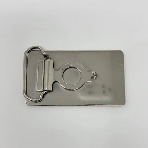 Vintage Silver Burlington Northern Railroad Merger Men Rectangular Belt Buckle - Picture 6 of 7